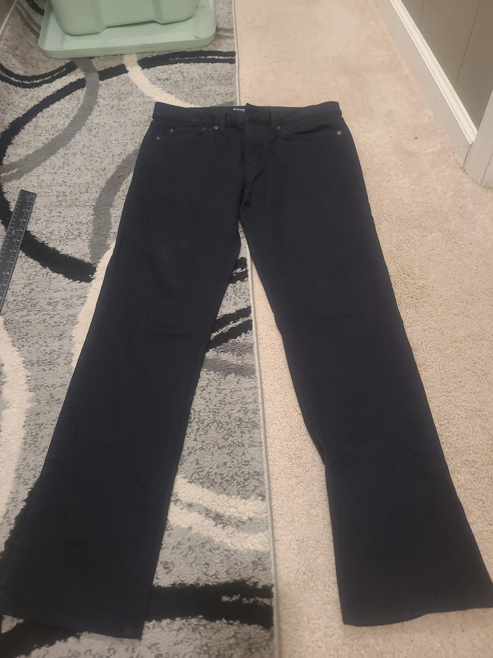 Banana Republic Traveler Jeans Mens 32x30 Black Slim Tapered Stretch Dark Wash